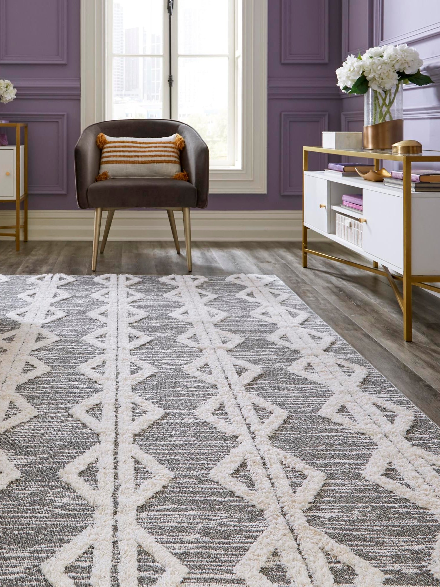 Anthracite Gray 8' 3 x 10' Sabrina Soto Casa Rectangle Area Rug 100% Cotton Geometric Pattern All Natural Material Eco Friendly Carpet for Sale at Rug Engine