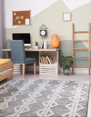 Anthracite Gray 6' 4 x 9' Sabrina Soto Casa Rectangle Area Rug 100% Cotton Geometric Pattern All Natural Material Eco Friendly Carpet for Sale at Rug Engine