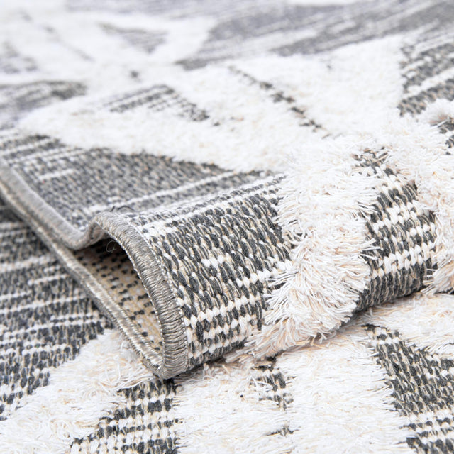 Anthracite Gray 5' 3 x 8' Sabrina Soto Casa Rectangle Area Rug 100% Cotton Geometric Pattern All Natural Material Eco Friendly Carpet for Sale at Rug Engine