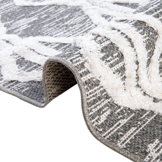 Anthracite Gray 4' 5 x 6' Sabrina Soto Casa Rectangle Area Rug 100% Cotton Geometric Pattern All Natural Material Eco Friendly Carpet for Sale at Rug Engine