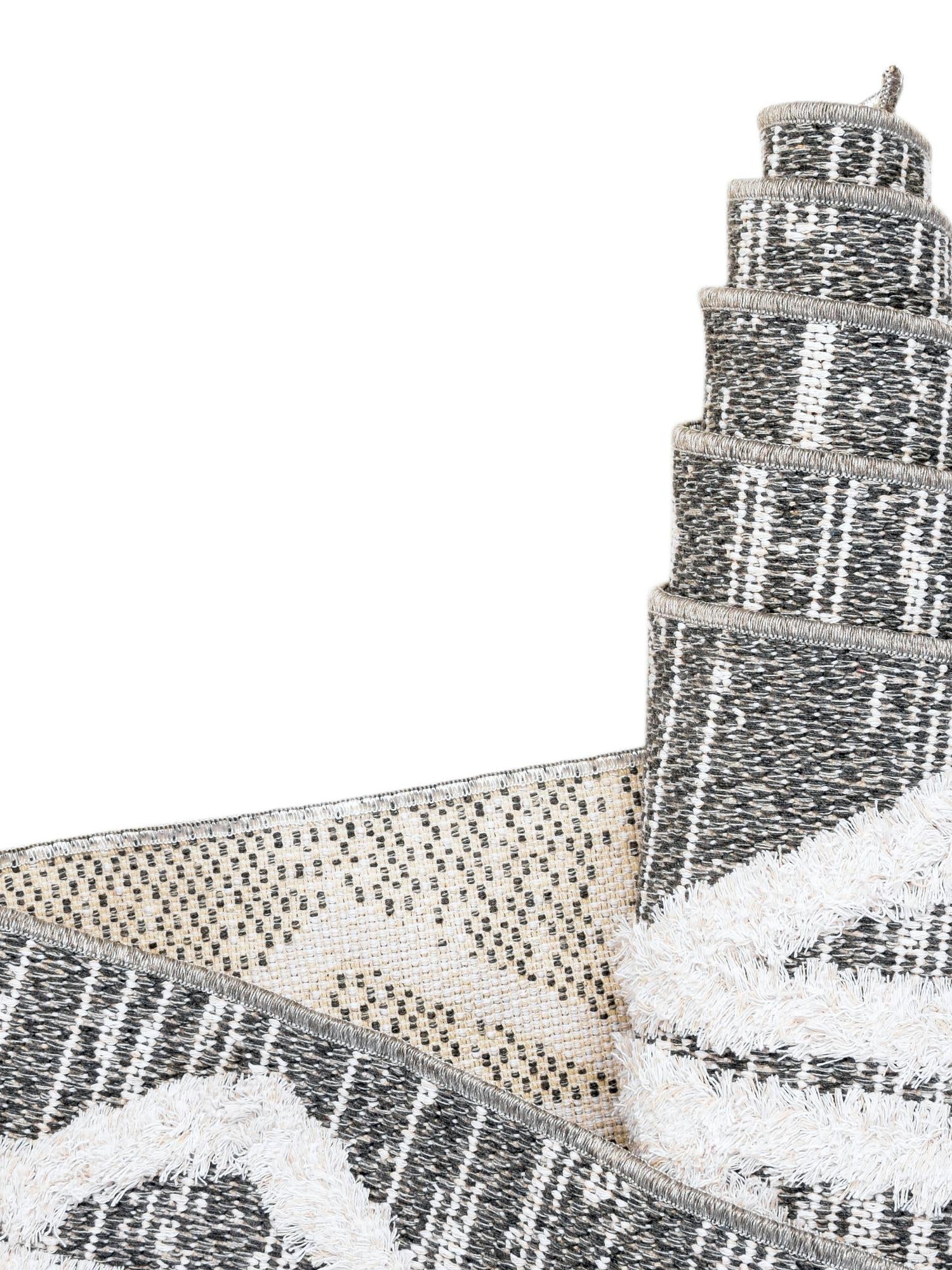 Anthracite Gray 6' 4 x 9' Sabrina Soto Casa Rectangle Area Rug 100% Cotton Geometric Pattern All Natural Material Eco Friendly Carpet for Sale at Rug Engine