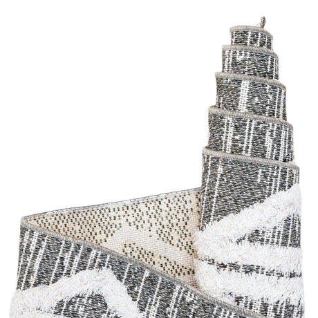 Anthracite Gray 6' 4 x 9' Sabrina Soto Casa Rectangle Area Rug 100% Cotton Geometric Pattern All Natural Material Eco Friendly Carpet for Sale at Rug Engine