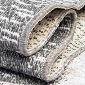 Anthracite Gray 4' 5 x 6' Sabrina Soto Casa Rectangle Area Rug 100% Cotton Geometric Pattern All Natural Material Eco Friendly Carpet for Sale at Rug Engine