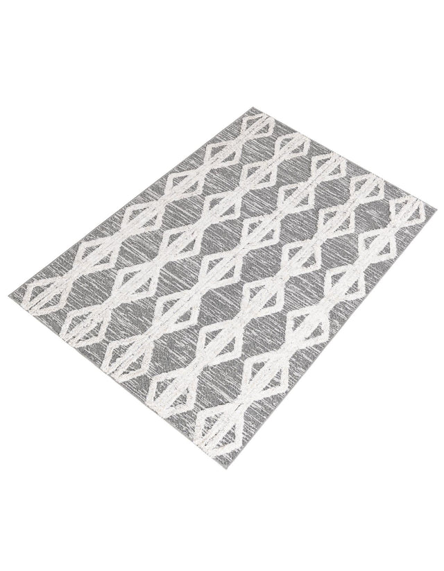 Anthracite Gray 4' 5 x 6' Sabrina Soto Casa Rectangle Area Rug 100% Cotton Geometric Pattern All Natural Material Eco Friendly Carpet for Sale at Rug Engine