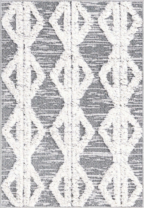 Anthracite Gray 2' 3 x 3' Sabrina Soto Casa Rectangle Area Rug 100% Cotton Geometric Pattern All Natural Material Eco Friendly Carpet for Sale at Rug Engine