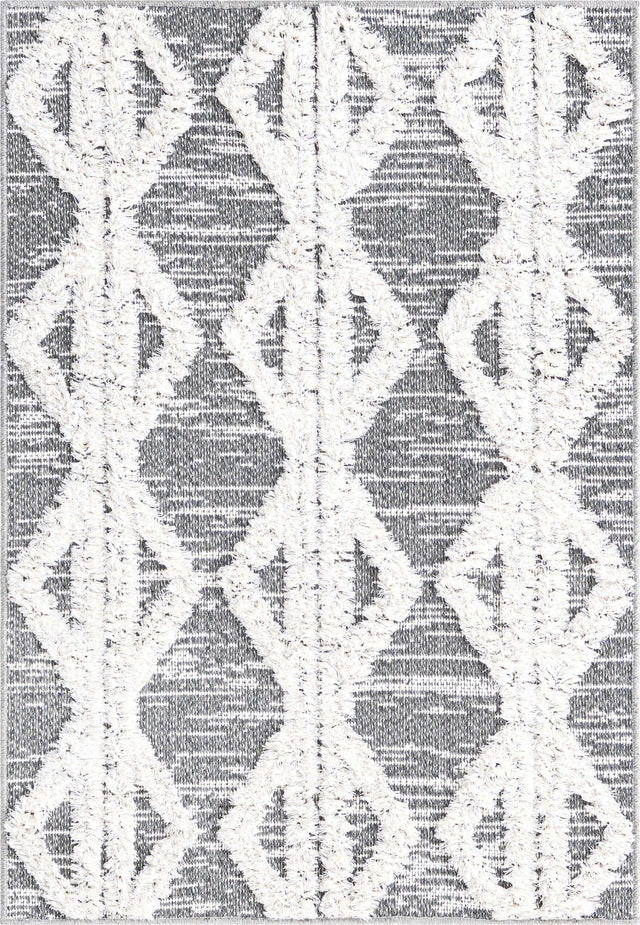 Anthracite Gray 2' 3 x 3' Sabrina Soto Casa Rectangle Area Rug 100% Cotton Geometric Pattern All Natural Material Eco Friendly Carpet for Sale at Rug Engine