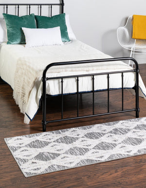 Anthracite Gray 2' 3 x 8' Sabrina Soto Casa Runner Area Rug 100% Cotton Geometric Pattern All Natural Material Eco Friendly Carpet for Sale at Rug Engine