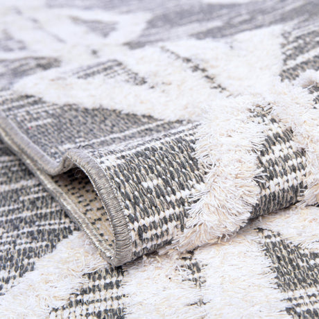 Anthracite Gray 2' 3 x 8' Sabrina Soto Casa Runner Area Rug 100% Cotton Geometric Pattern All Natural Material Eco Friendly Carpet for Sale at Rug Engine