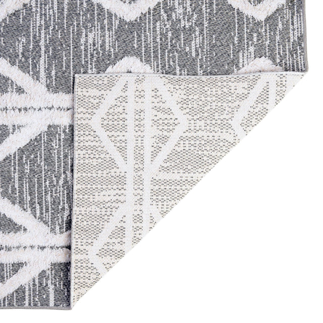 Anthracite Gray 2' 3 x 8' Sabrina Soto Casa Runner Area Rug 100% Cotton Geometric Pattern All Natural Material Eco Friendly Carpet for Sale at Rug Engine