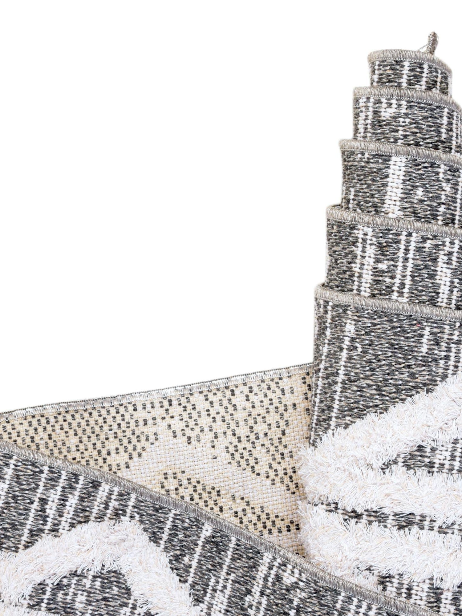 Anthracite Gray 2' 3 x 8' Sabrina Soto Casa Runner Area Rug 100% Cotton Geometric Pattern All Natural Material Eco Friendly Carpet for Sale at Rug Engine