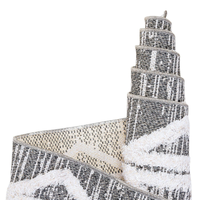 Anthracite Gray 2' 3 x 8' Sabrina Soto Casa Runner Area Rug 100% Cotton Geometric Pattern All Natural Material Eco Friendly Carpet for Sale at Rug Engine