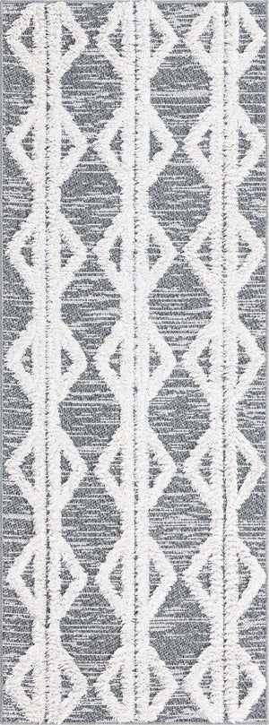 Anthracite Gray 2' 3 x 6' Sabrina Soto Casa Runner Area Rug 100% Cotton Geometric Pattern All Natural Material Eco Friendly Carpet for Sale at Rug Engine