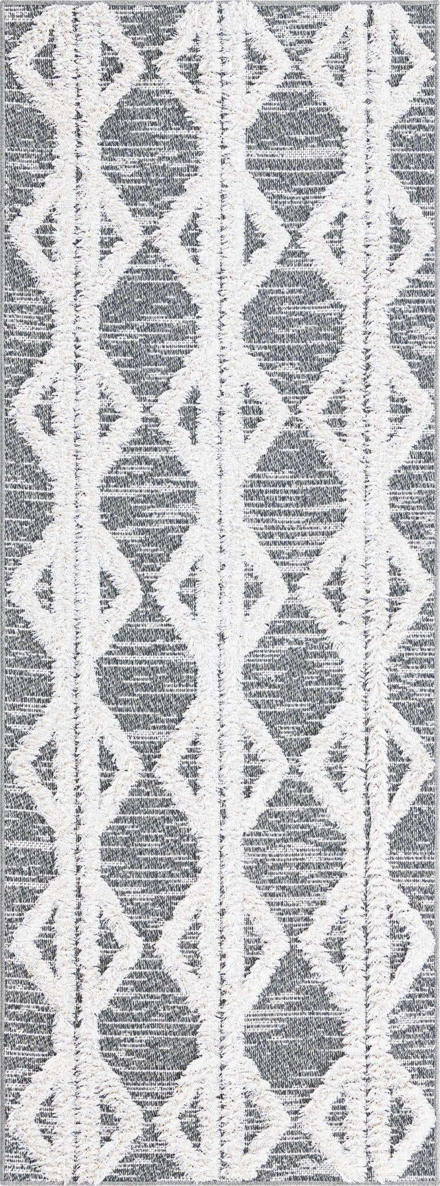 Anthracite Gray 2' 3 x 6' Sabrina Soto Casa Runner Area Rug 100% Cotton Geometric Pattern All Natural Material Eco Friendly Carpet for Sale at Rug Engine