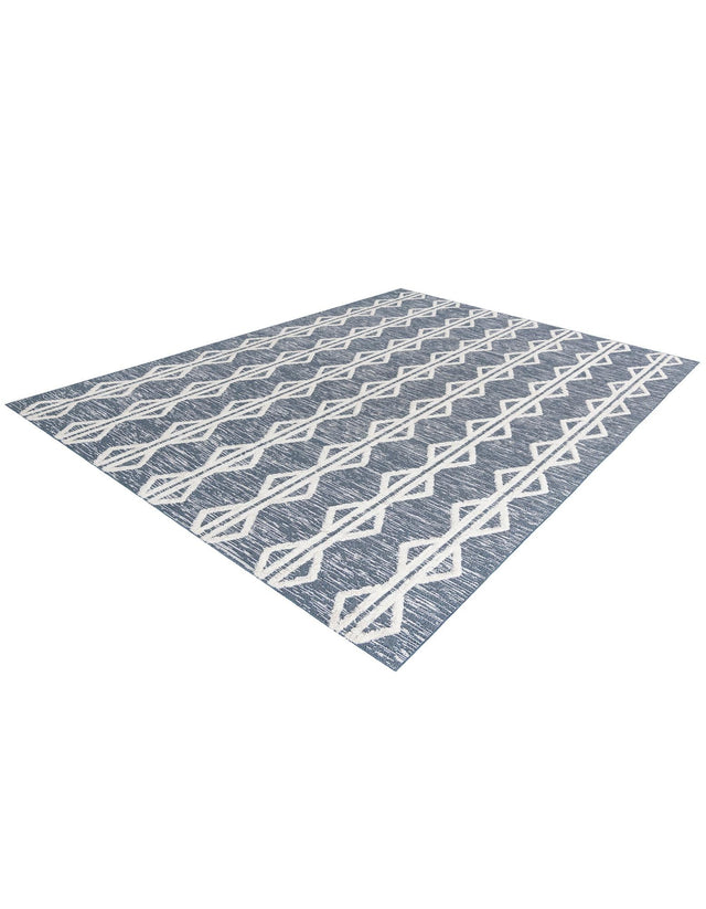 Navy Blue 9' 10 x 12' Sabrina Soto Casa Rectangle Area Rug 100% Cotton Geometric Pattern All Natural Material Eco Friendly Carpet for Sale at Rug Engine