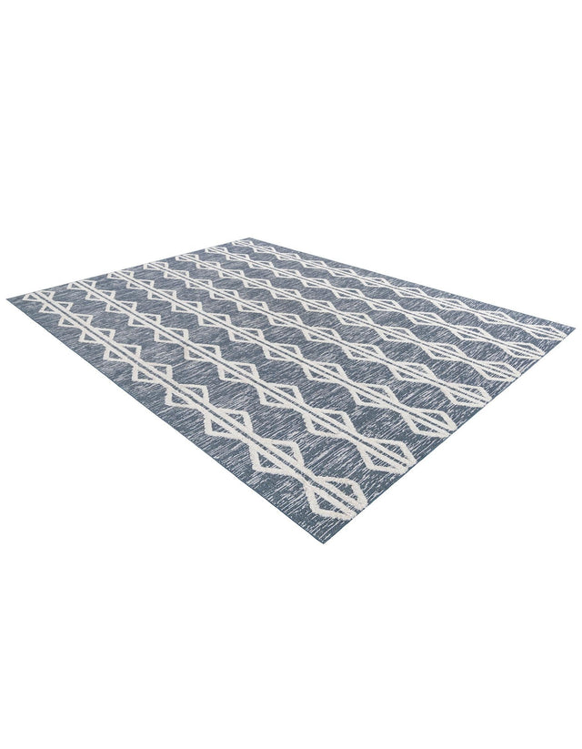 Navy Blue 9' 10 x 12' Sabrina Soto Casa Rectangle Area Rug 100% Cotton Geometric Pattern All Natural Material Eco Friendly Carpet for Sale at Rug Engine