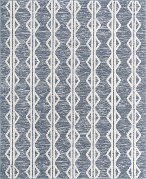 Navy Blue 9' 10 x 12' Sabrina Soto Casa Rectangle Area Rug 100% Cotton Geometric Pattern All Natural Material Eco Friendly Carpet for Sale at Rug Engine