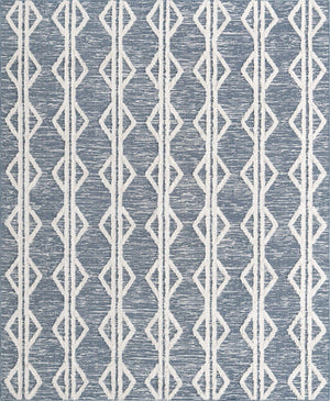 Navy Blue 8' 3 x 10' Sabrina Soto Casa Rectangle Area Rug 100% Cotton Geometric Pattern All Natural Material Eco Friendly Carpet for Sale at Rug Engine