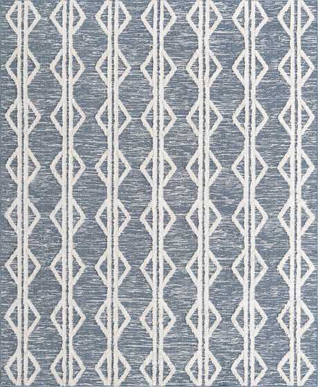 Navy Blue 8' 3 x 10' Sabrina Soto Casa Rectangle Area Rug 100% Cotton Geometric Pattern All Natural Material Eco Friendly Carpet for Sale at Rug Engine