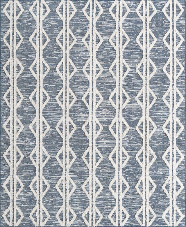 Navy Blue 8' 3 x 10' Sabrina Soto Casa Rectangle Area Rug 100% Cotton Geometric Pattern All Natural Material Eco Friendly Carpet for Sale at Rug Engine
