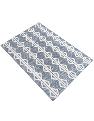 Navy Blue 6' 7 x 9' Sabrina Soto Casa Rectangle Area Rug 100% Cotton Geometric Pattern All Natural Material Eco Friendly Carpet for Sale at Rug Engine