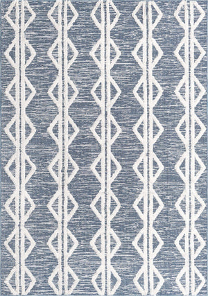 Navy Blue 6' 7 x 9' Sabrina Soto Casa Rectangle Area Rug 100% Cotton Geometric Pattern All Natural Material Eco Friendly Carpet for Sale at Rug Engine