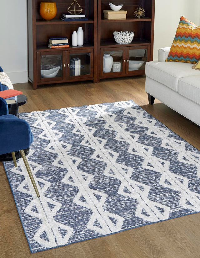 Navy Blue 1' 4 x 1' 4 Sabrina Soto Casa Sample Area Rug 100% Cotton Geometric Pattern All Natural Material Eco Friendly Carpet for Sale at Rug Engine