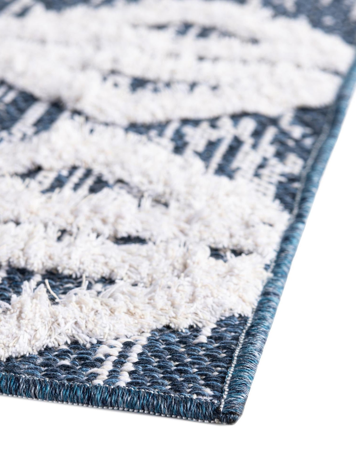 Navy Blue 2' 4 x 3' Sabrina Soto Casa Rectangle Area Rug 100% Cotton Geometric Pattern All Natural Material Eco Friendly Carpet for Sale at Rug Engine