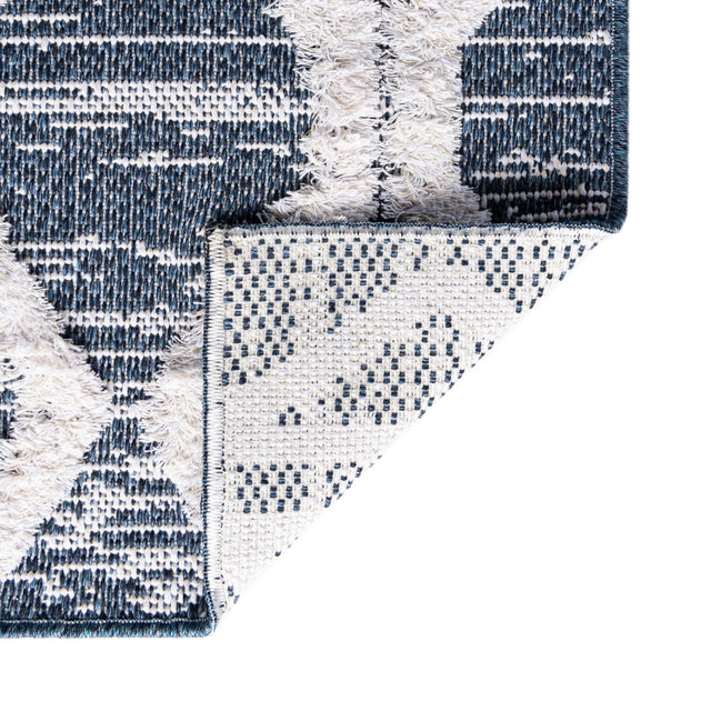 Navy Blue 6' 7 x 9' Sabrina Soto Casa Rectangle Area Rug 100% Cotton Geometric Pattern All Natural Material Eco Friendly Carpet for Sale at Rug Engine