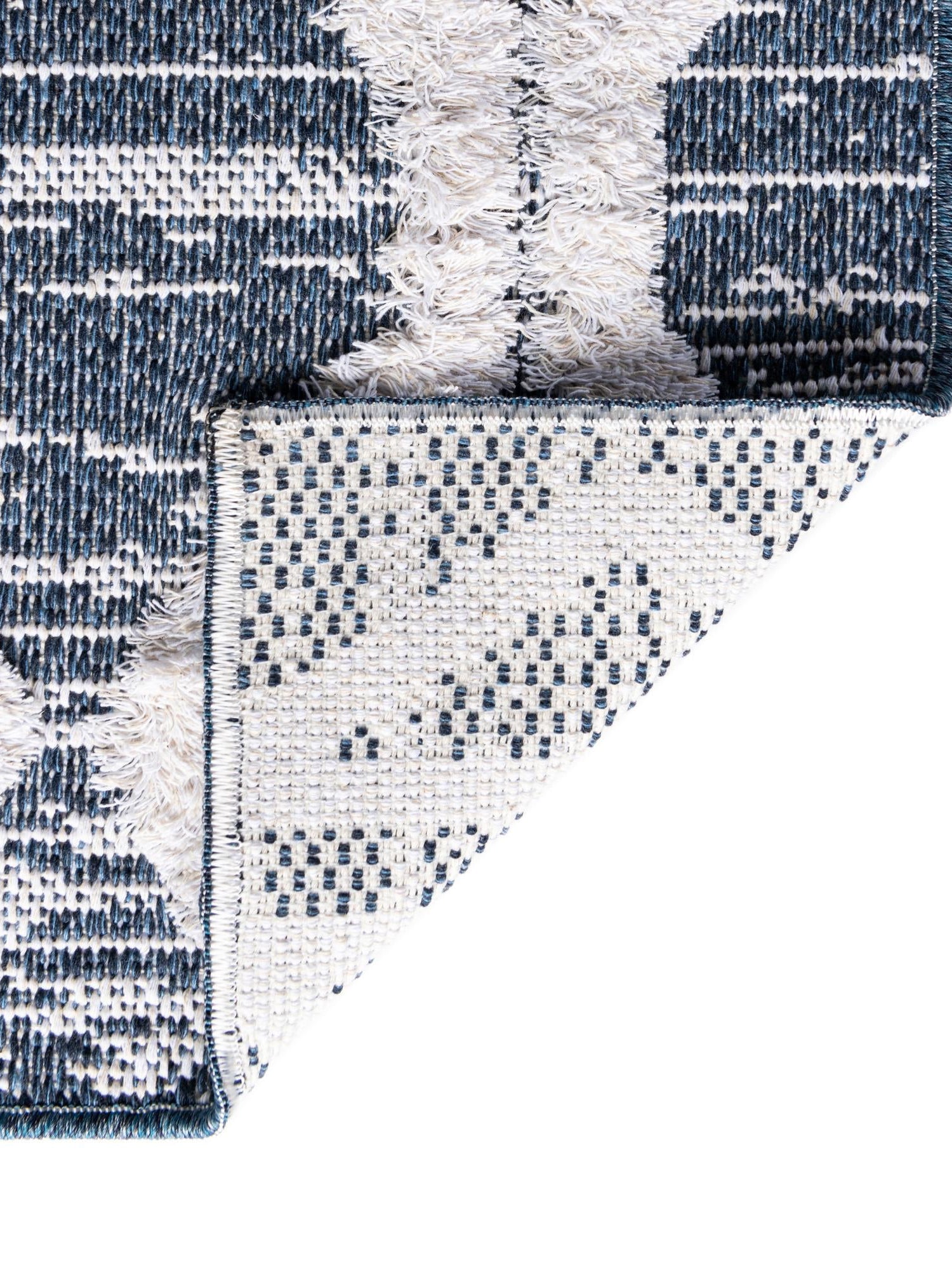 Navy Blue 9' 10 x 12' Sabrina Soto Casa Rectangle Area Rug 100% Cotton Geometric Pattern All Natural Material Eco Friendly Carpet for Sale at Rug Engine