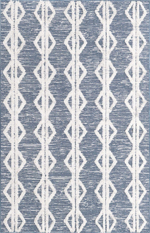 Navy Blue 5' 5 x 8' Sabrina Soto Casa Rectangle Area Rug 100% Cotton Geometric Pattern All Natural Material Eco Friendly Carpet for Sale at Rug Engine