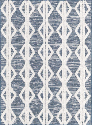 Navy Blue 4' 7 x 6' Sabrina Soto Casa Rectangle Area Rug 100% Cotton Geometric Pattern All Natural Material Eco Friendly Carpet for Sale at Rug Engine
