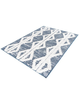 Navy Blue 2' 4 x 3' Sabrina Soto Casa Rectangle Area Rug 100% Cotton Geometric Pattern All Natural Material Eco Friendly Carpet for Sale at Rug Engine