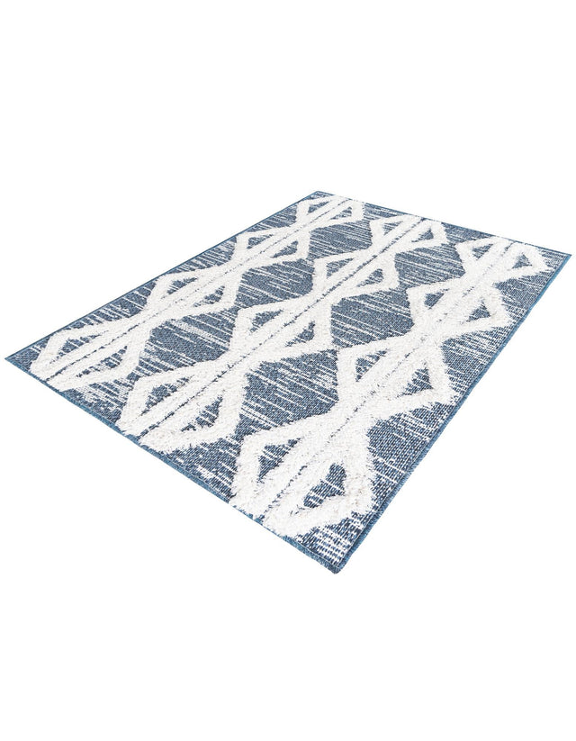 Navy Blue 2' 4 x 3' Sabrina Soto Casa Rectangle Area Rug 100% Cotton Geometric Pattern All Natural Material Eco Friendly Carpet for Sale at Rug Engine