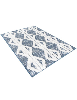 Navy Blue 2' 4 x 3' Sabrina Soto Casa Rectangle Area Rug 100% Cotton Geometric Pattern All Natural Material Eco Friendly Carpet for Sale at Rug Engine