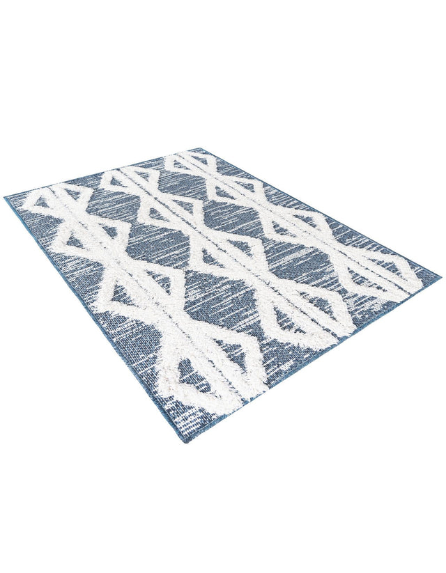 Navy Blue 2' 4 x 3' Sabrina Soto Casa Rectangle Area Rug 100% Cotton Geometric Pattern All Natural Material Eco Friendly Carpet for Sale at Rug Engine