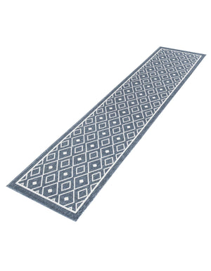 Navy Blue 2' 7 x 12' Sabrina Soto Casa Runner Area Rug 100% Cotton Geometric Pattern All Natural Material Eco Friendly Carpet for Sale at Rug Engine