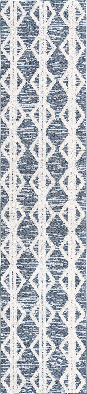 Navy Blue 2' 7 x 12' Sabrina Soto Casa Runner Area Rug 100% Cotton Geometric Pattern All Natural Material Eco Friendly Carpet for Sale at Rug Engine