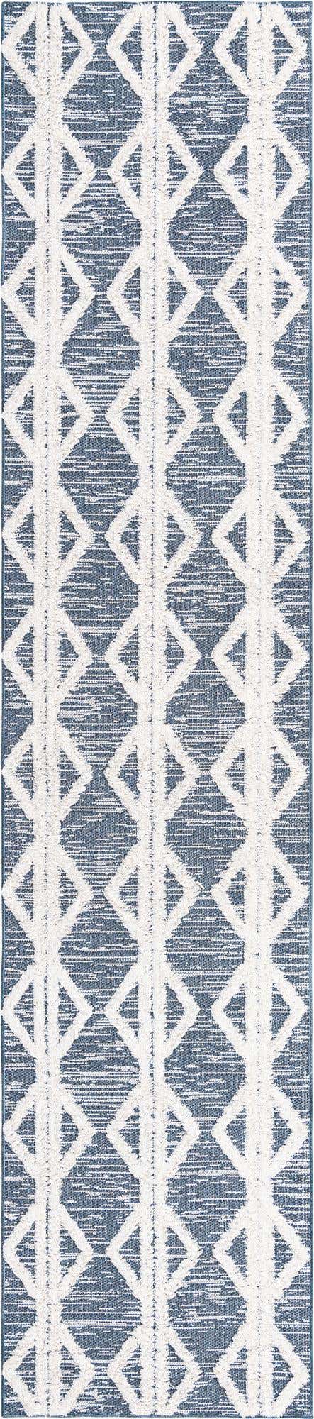 Navy Blue 2' 7 x 12' Sabrina Soto Casa Runner Area Rug 100% Cotton Geometric Pattern All Natural Material Eco Friendly Carpet for Sale at Rug Engine