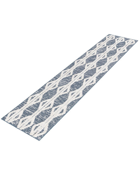 Navy Blue 2' 4 x 8' Sabrina Soto Casa Runner Area Rug 100% Cotton Geometric Pattern All Natural Material Eco Friendly Carpet for Sale at Rug Engine