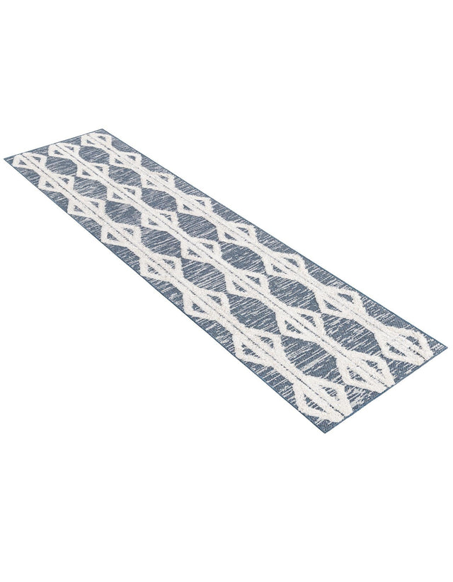 Navy Blue 2' 4 x 8' Sabrina Soto Casa Runner Area Rug 100% Cotton Geometric Pattern All Natural Material Eco Friendly Carpet for Sale at Rug Engine