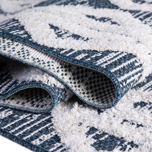 Navy Blue 2' 7 x 12' Sabrina Soto Casa Runner Area Rug 100% Cotton Geometric Pattern All Natural Material Eco Friendly Carpet for Sale at Rug Engine