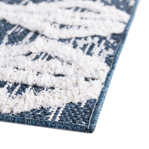 Navy Blue 2' 4 x 8' Sabrina Soto Casa Runner Area Rug 100% Cotton Geometric Pattern All Natural Material Eco Friendly Carpet for Sale at Rug Engine
