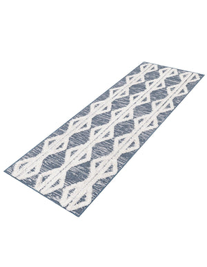 Navy Blue 2' 4 x 6' Sabrina Soto Casa Runner Area Rug 100% Cotton Geometric Pattern All Natural Material Eco Friendly Carpet for Sale at Rug Engine