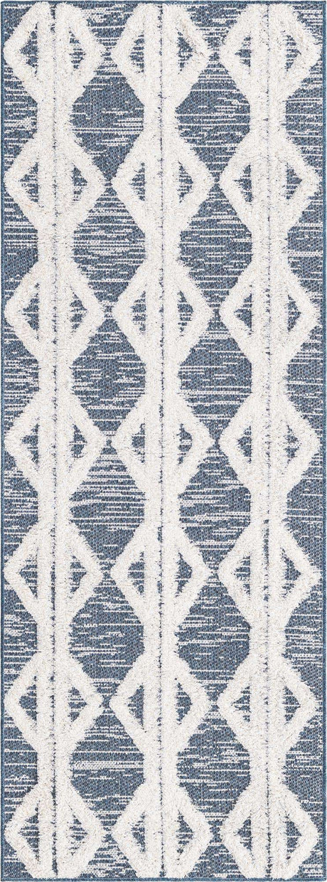 Navy Blue 2' 4 x 6' Sabrina Soto Casa Runner Area Rug 100% Cotton Geometric Pattern All Natural Material Eco Friendly Carpet for Sale at Rug Engine