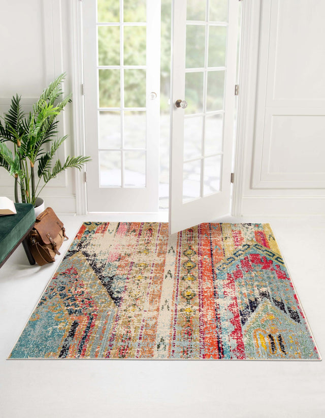 Multicolor 8' x 8' Sedona Square Area Rug Durable Long Lasting Carpet for Living Rooms, Kitchen, Bedrooms, Office Space, Dorms for Sale at Rug Engine