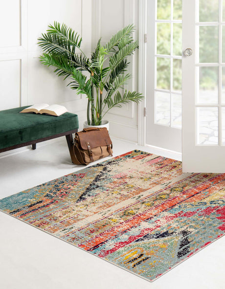 Multicolor 5' x 5' Sedona Square Area Rug Durable Long Lasting Carpet for Living Rooms, Kitchen, Bedrooms, Office Space, Dorms for Sale at Rug Engine