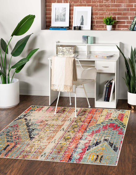 Multicolor 8' x 8' Sedona Square Area Rug Durable Long Lasting Carpet for Living Rooms, Kitchen, Bedrooms, Office Space, Dorms for Sale at Rug Engine