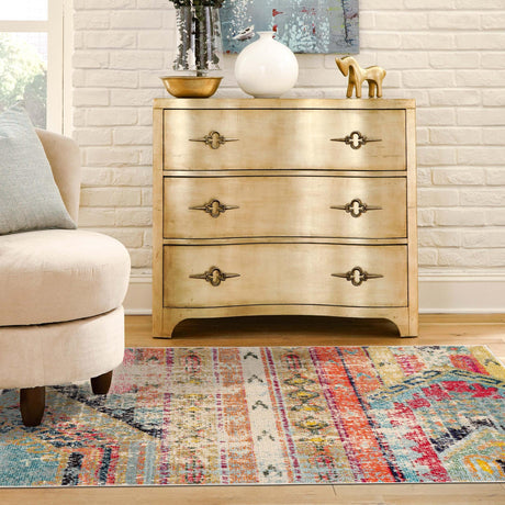 Multicolor 4' x 4' Sedona Square Area Rug Durable Long Lasting Carpet for Living Rooms, Kitchen, Bedrooms, Office Space, Dorms for Sale at Rug Engine