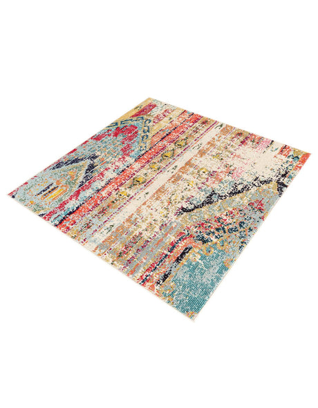 Multicolor 4' x 4' Sedona Square Area Rug Durable Long Lasting Carpet for Living Rooms, Kitchen, Bedrooms, Office Space, Dorms for Sale at Rug Engine