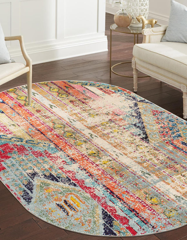 Multicolor 7' 11 x 10' Sedona Oval Area Rug Durable Long Lasting Carpet for Living Rooms, Kitchen, Bedrooms, Office Space, Dorms for Sale at Rug Engine